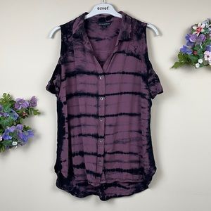 Rock & Republic Womens Dye Tie Cold Shoulder Top M